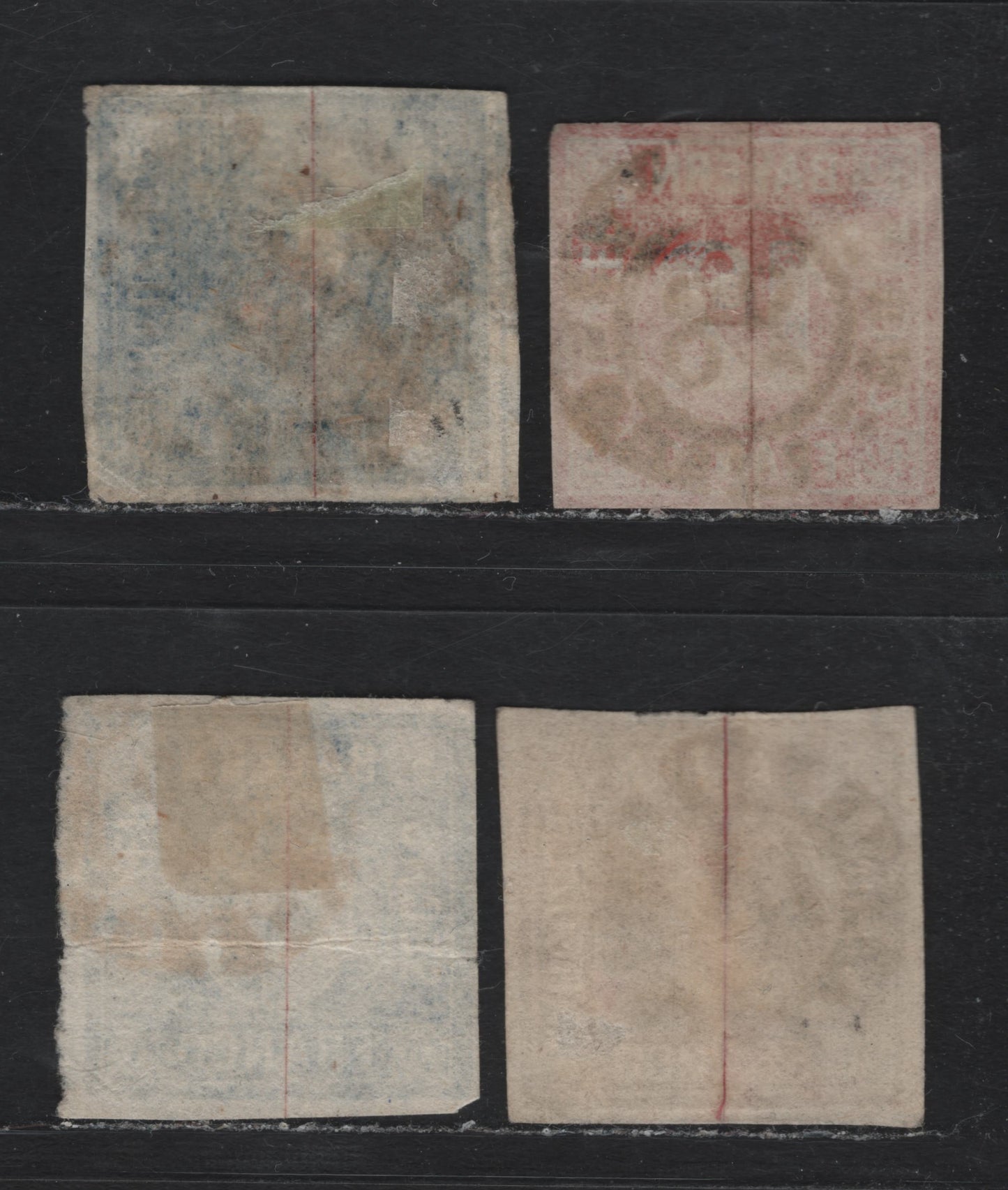 Lot 9 Bavaria SC#7, 11a, 12 (Michel# 6, 10a, 11) 6kr - 9kr Ultramarine - Lively Ochre Brown , 1850-1862 Numeral Issue, 4 Ungraded Used Singles, Small Faults And/Or Small Margins, Open/Closed Millwheel Cancels