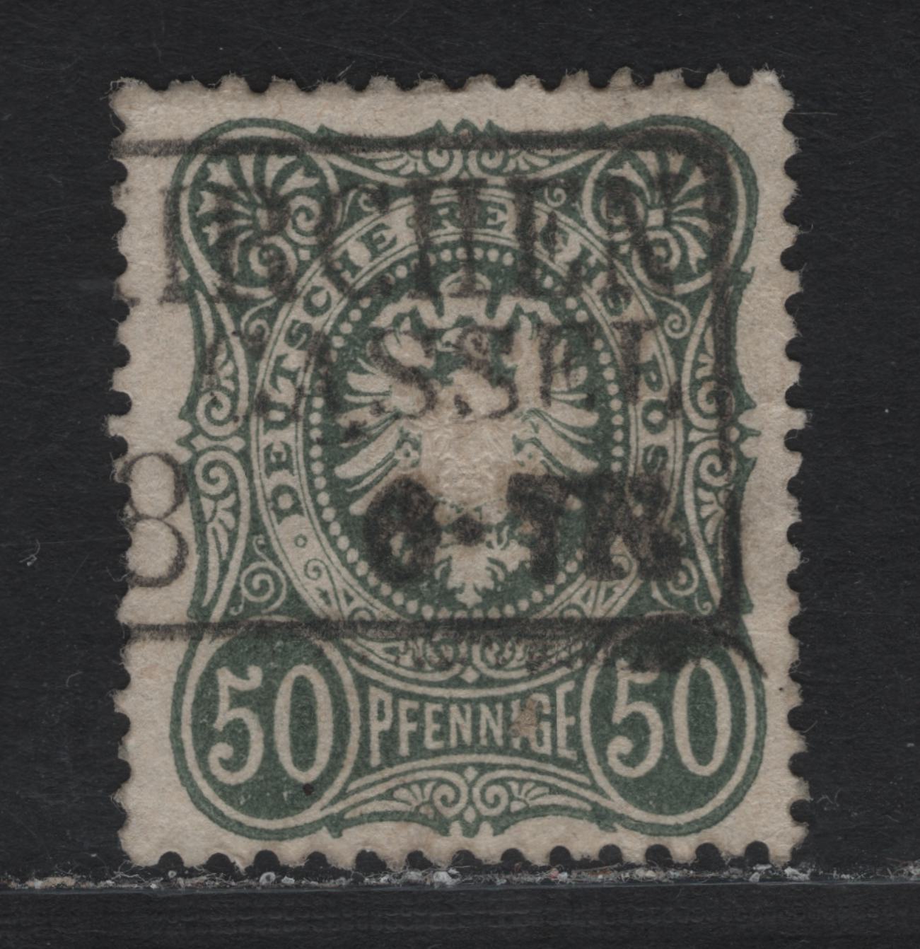 Lot 91 Germany SC#35a 50pf Dark Olive Green , 1875-1877 Numeral & Eagle Issue, A Very Fine Used Single