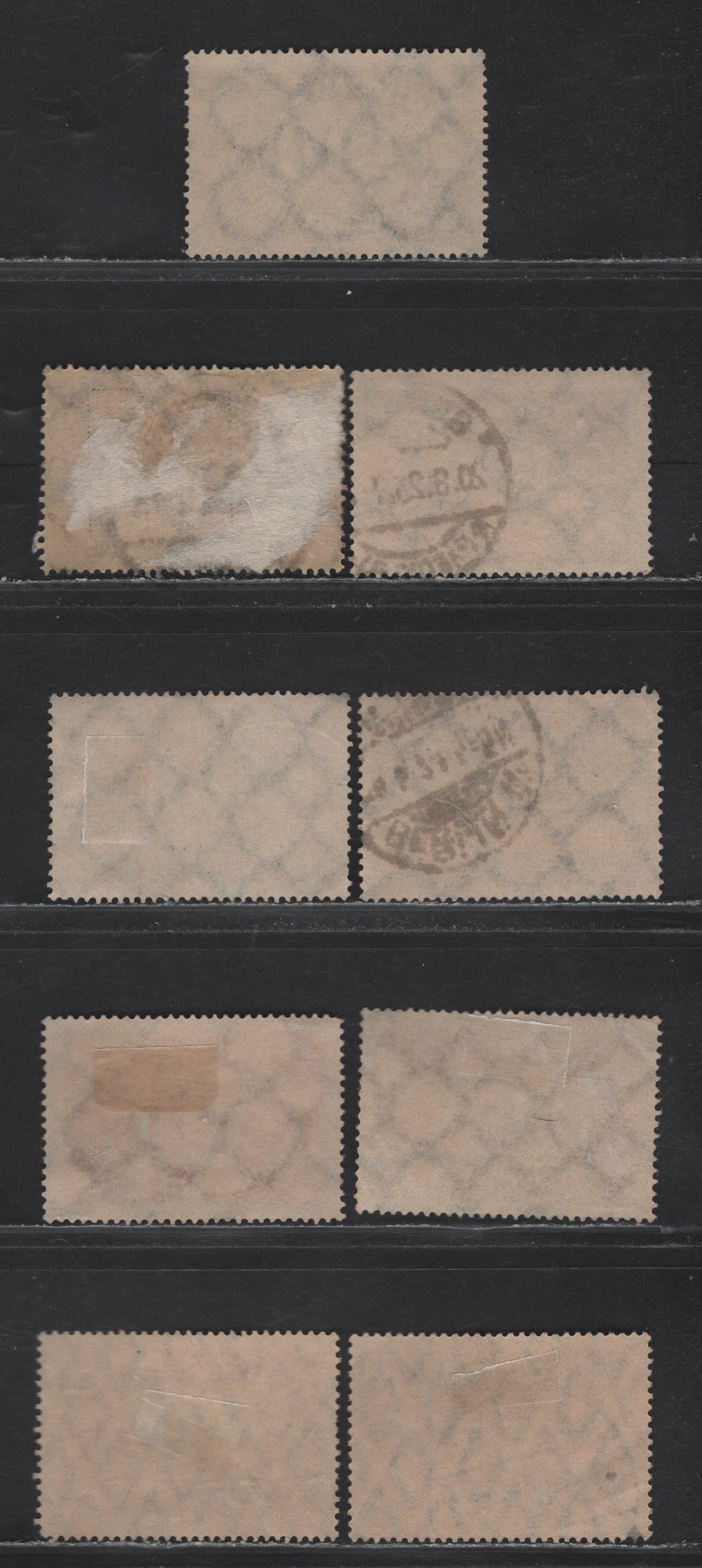Lot 104 Germany SC#159a, 160, 202-203 (222c, 223, 250-251) 400m - 500m Olive Brown - Orange , 1921-1923 Numeral Issues, 9 Fine/Very Fine Used Singles, Wmk Lozenges & Network
