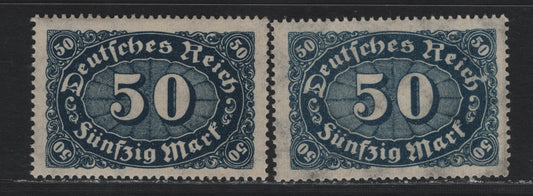 Lot 108 Germany SC#198 (246a-b) 50m Dark Prussian Blue & Blackish Blue , 1922-1923 Numeral Issue, 2 VFNH Singles