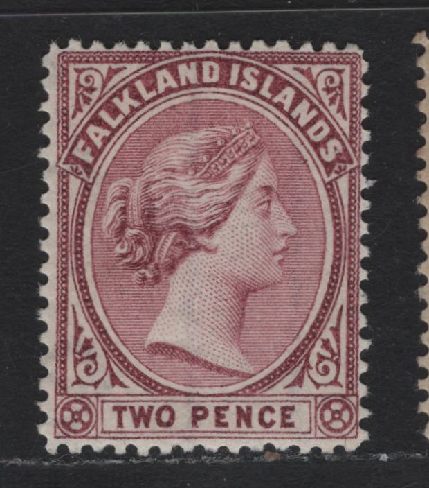 Lot 11 Falkland Islands SG#25 2d Purple , 1891-1902 Queen Victoria Sideface Issue, A FOG Single, Paralled Lines Wmk