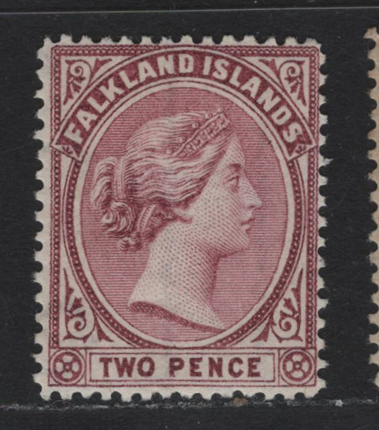 Lot 11 Falkland Islands SG#25 2d Purple , 1891-1902 Queen Victoria Sideface Issue, A FOG Single, Paralled Lines Wmk