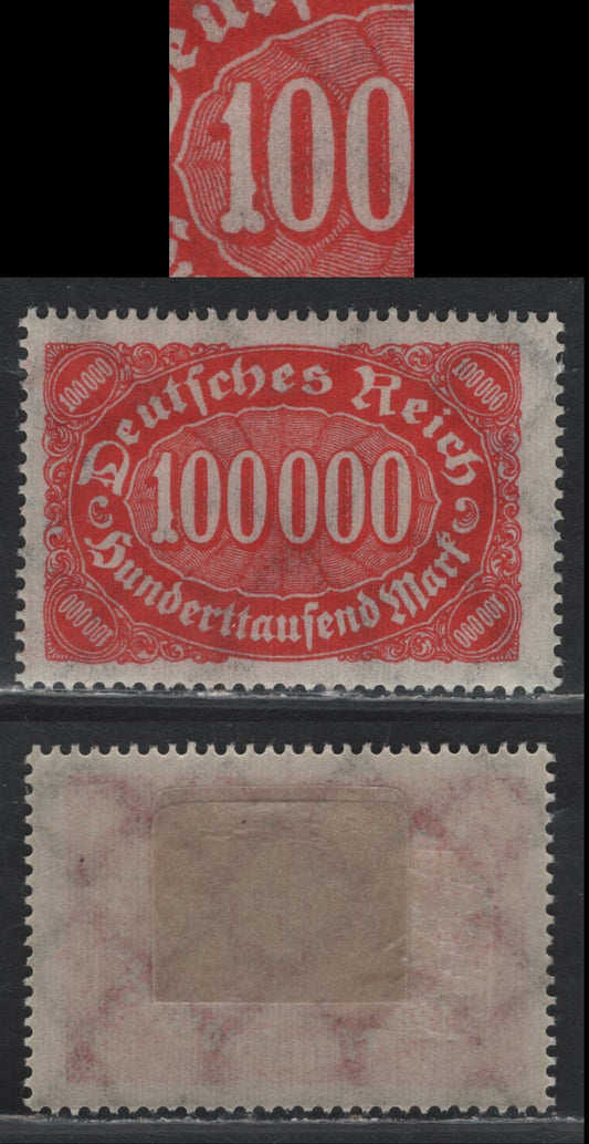 Lot 119 Germany SC#209 (257PFIII) 100,000m Vermillion , 1923 Numeral Issue, A VFOG Single, Bump On '1', Position 9