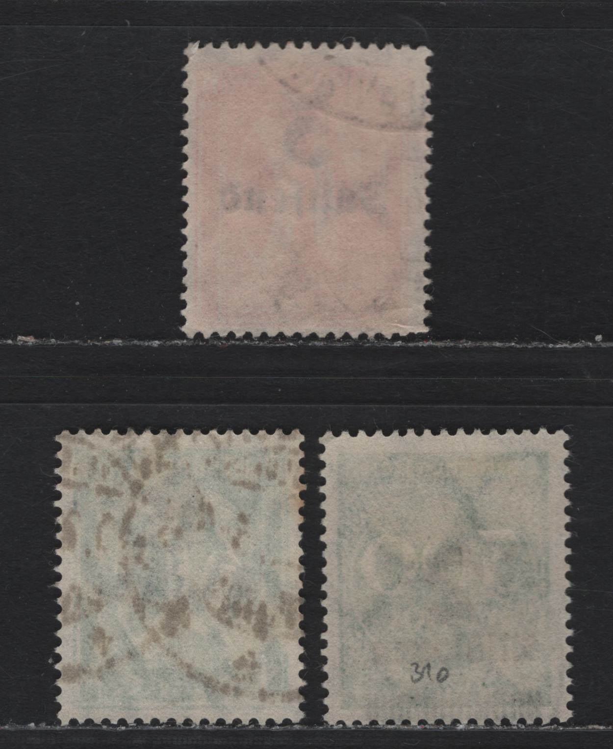 Lot 162 Germany SC#241var, 242var, 270var (277var, 278x, 310Avar) 5th on 40pf - 2mil on 300m Orange - Green , 1923 Surcharged Issue, 3 Fine/Very Fine Used Singles, Significant Surcharge Shifts