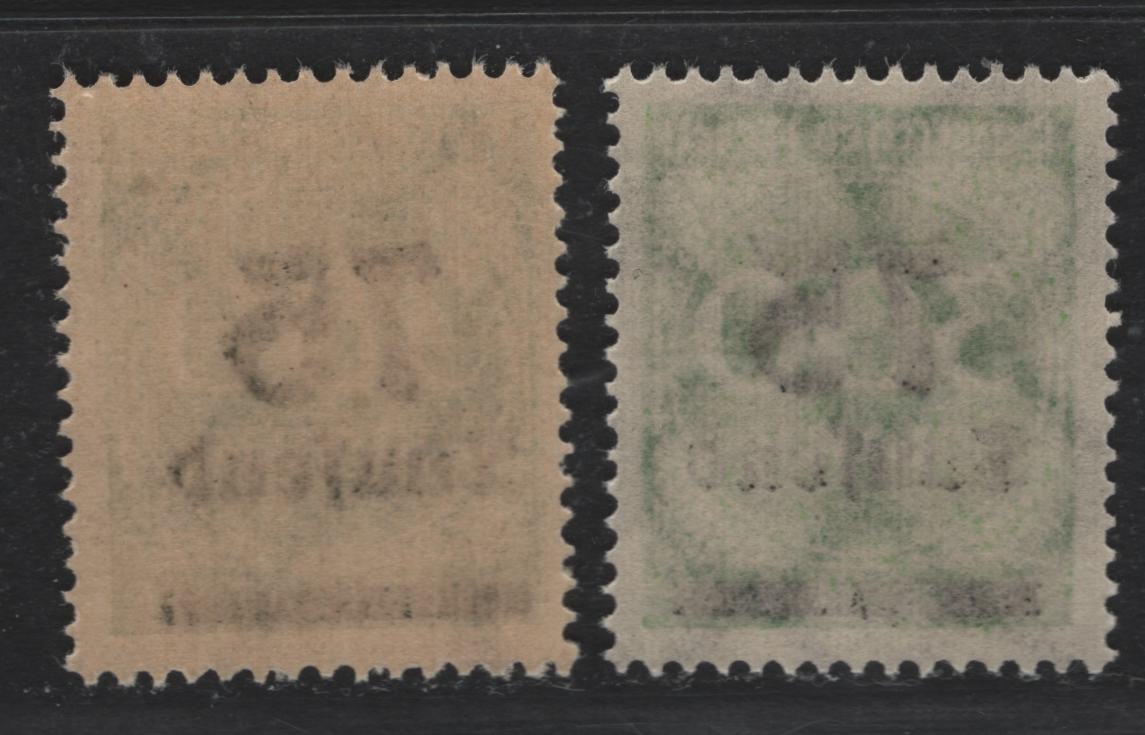 Lot 174 Germany SC#250 (286var) 75th on 300m - 75th on 400m Yellow Green , 1923 Surcharged Issue, 2 FNH Singles, Medium Opaque Yellowish Paper With Barely Visible Wmk, & Normal (Thin Wove) Paper With Clear Wmk