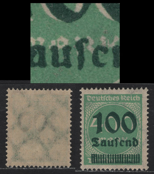 Lot 178 Germany SC#254var (290var) 100th on 400m Pale Green , 1923 Surcharged Issue, A FNH Single, "C" For "E" In Tausend, Unlisted In Michel, Likely Constant