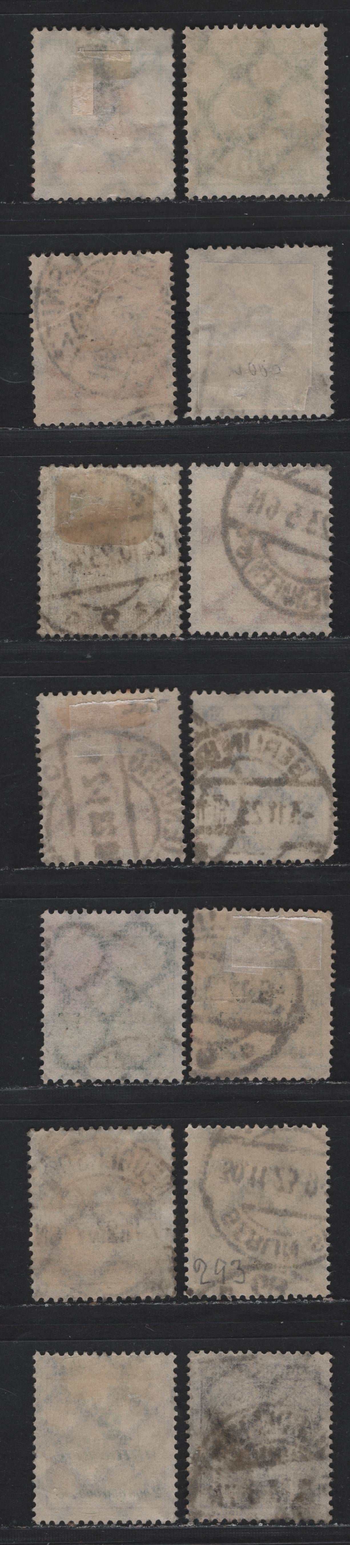 Lot 213 Germany SC#280-281, 285-287, 289-298 (313AP/329AP) 500th - 20mlrd Brown - Bluish Green & Brown , 1923 Numeral & Rosette Issue, 14 Fine/Very Fine Used Singles, Flat Plate Printings, Postally Used With Contemporary Cancels