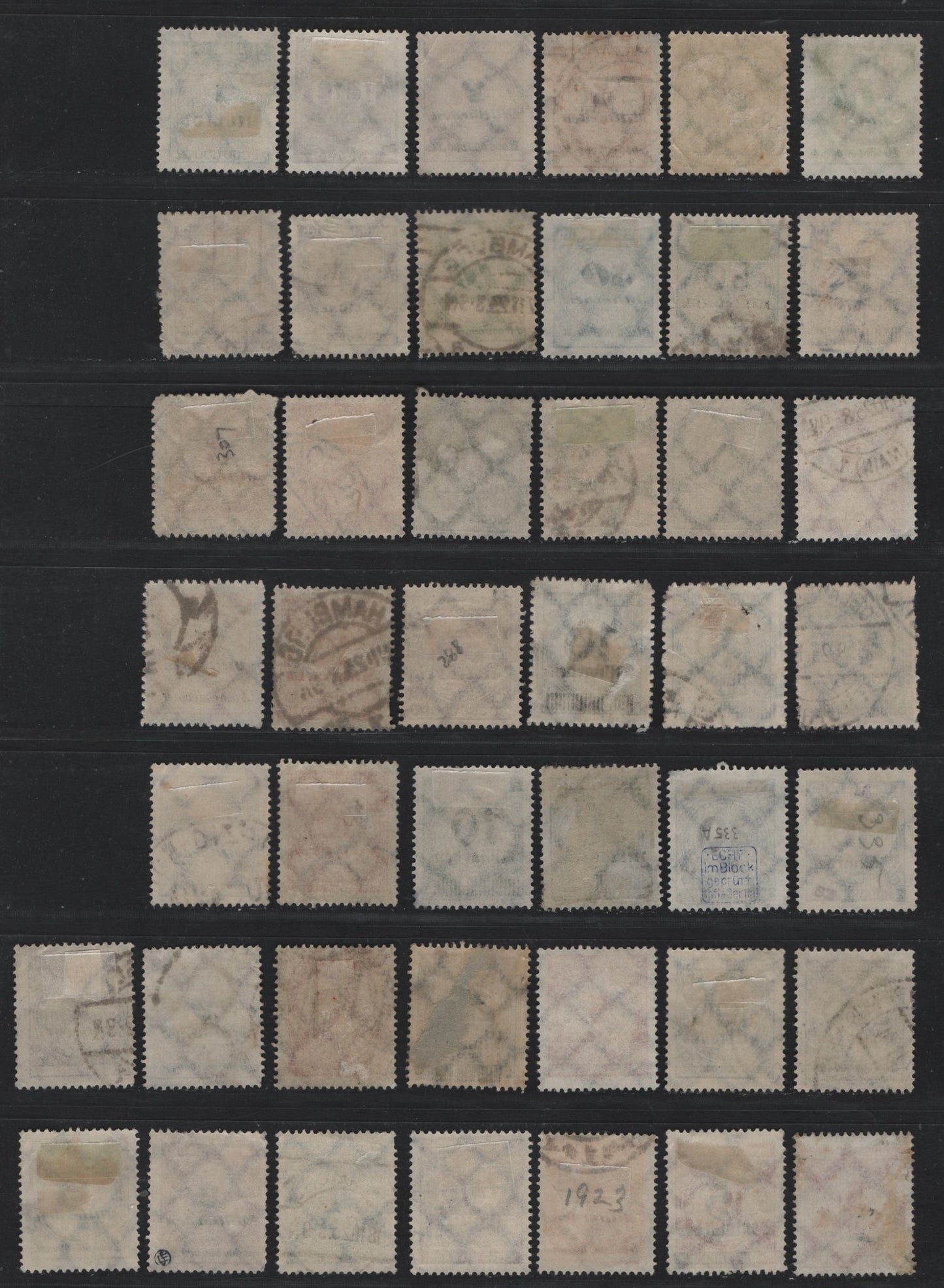Lot 224 Germany SC#280/321 (314AP/336BP) 500th - 10mld on 50m Brown - Deep Olive Green , 1923 Final Surcharged Issue, 44 Fine/Very Fine Used Singles, Posthumous, CTO Or Forged Cancels, Ideal For Building A Reference Collection