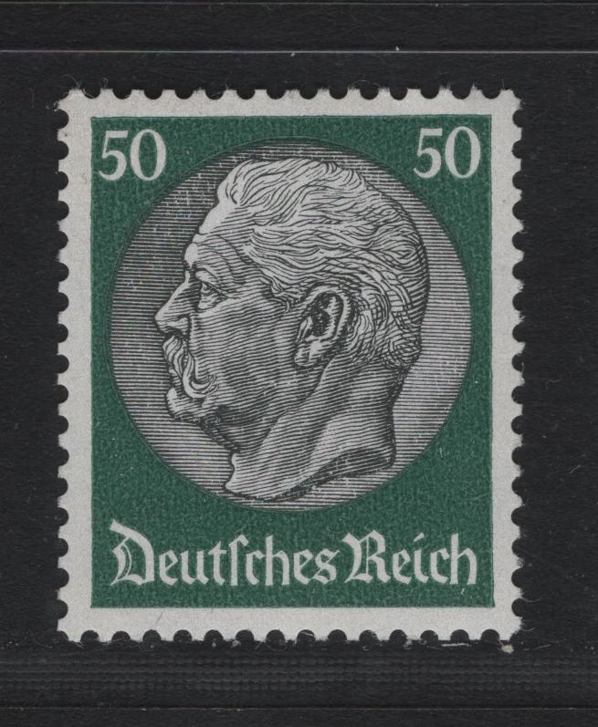 Lot 230 Germany (C) SC#411 (492) 50pf Dark Green & Black , 1933 Hindenburg Issue, A VFNH Single, Network Wmk