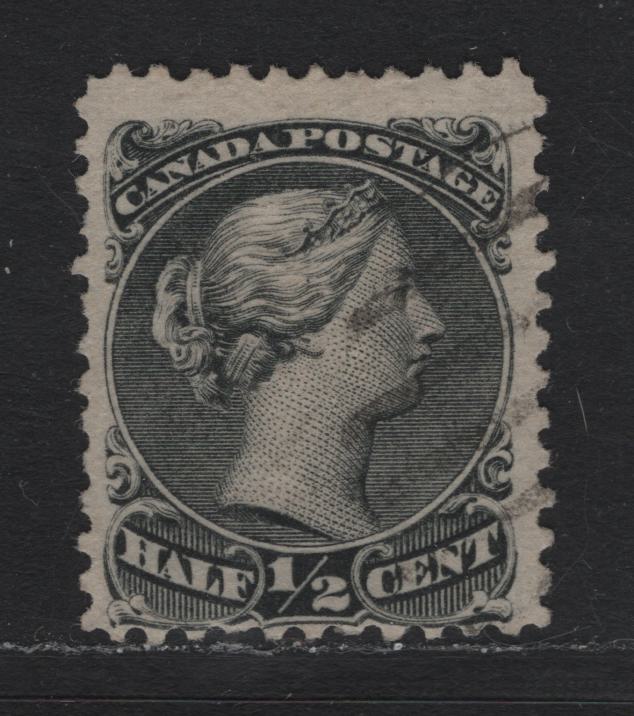 Lot 24 Canada #21vi 1/2c Gray Black , 1868-1876 Large Queen Issue, A FOG Single, Mid Montreal Printing, MM-I Paper, Perf 12x12.1.