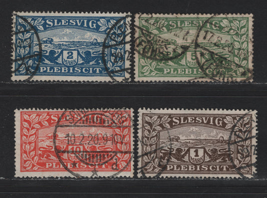 Lot 248 Schleswig SC#11-14 1m - 10m Dark Brown - Red , 1920 Plebiscite Issue, 4 Fine/Very Fine Used Singles