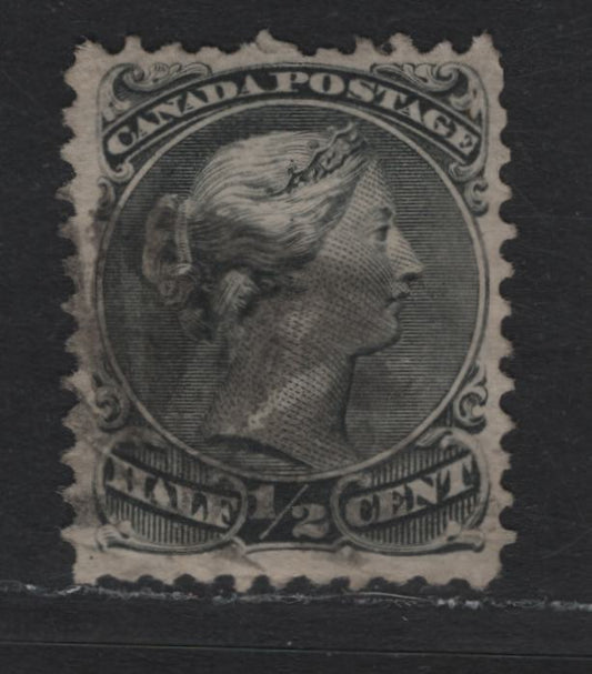 Lot 25 Canada #21avar 1/2c Gray Black , 1868-1876 Large Queen Issue, A Fine Used Single, Mid Montreal Printing, MM-I Paper, Perf 11.75x12.