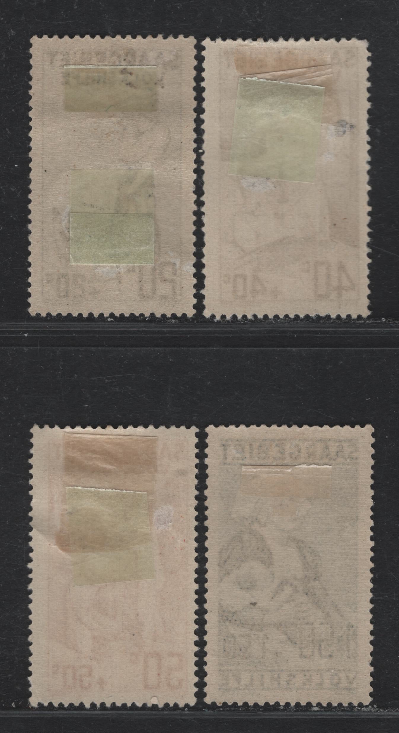 Lot 254 Saar (C) SC#B1-B4 20c+20c - 1.50fr+1.50fr Dark Olive Green - Bright Blue , 1926 Semi Postal Issue, 4 F/VFOG Singles