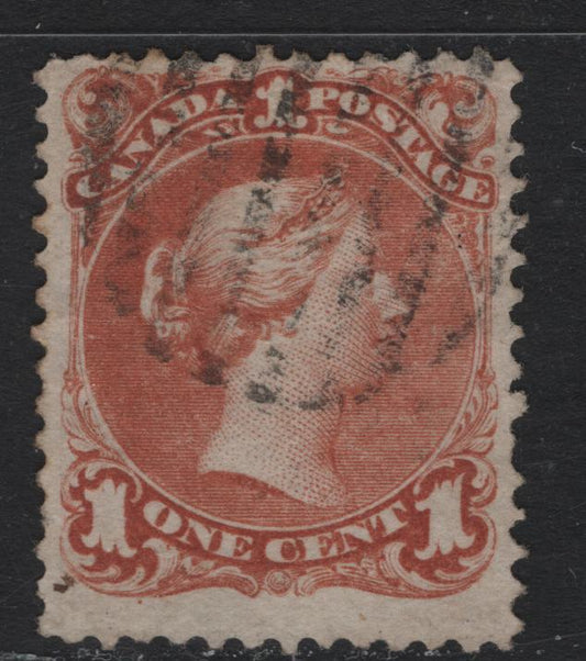 Lot 26 Canada #22 1c Brown Red , 1868-1876 Large Queen Issue, A Fine Used Single, FO-M Paper, Perf 12