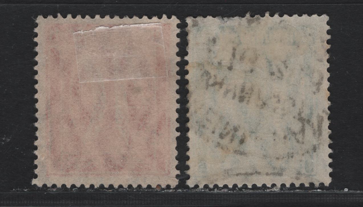 Lot 67 Germany SC#139, 142 (160, 163) 15pf - 40pf Greenish Blue - Red Orange , 1921 Numeral, Farmers, Iron Workers & Miners Issue, 2 Fine/Very Fine Used Singles, Bahn Post (Railway) Cancels, Dated December 29, 1921 & March 25, 1922