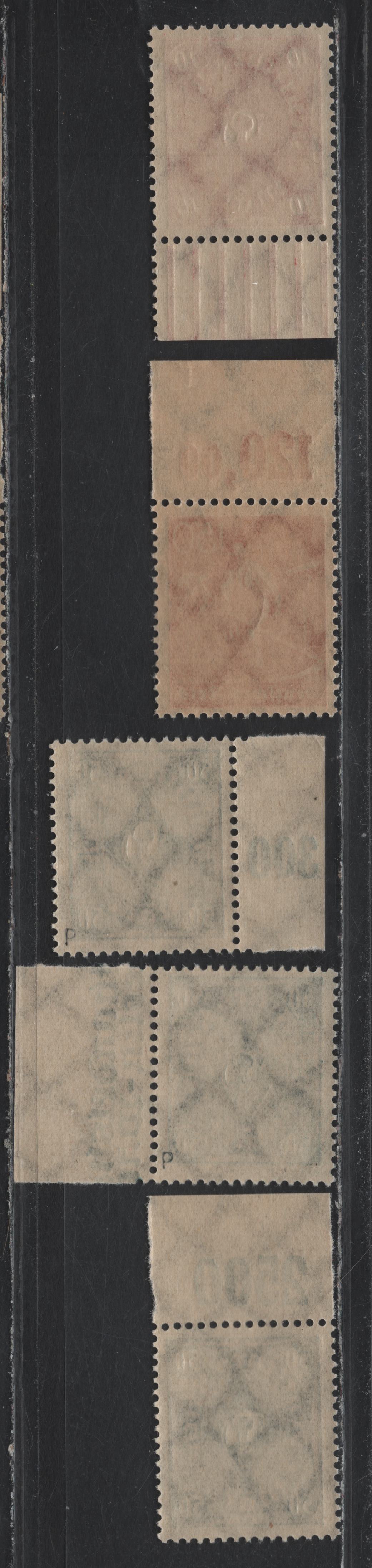Lot 73 Germany SC#175, 181, 184 (189, 206w, 209P, 204POR) 150pf - 50m Orange - Lively Brown Purple , 1921-1922 Numeral, Worker & Post Horn Issue, 5 F/VFNH Singles, Flat Plate & Rotary Press Printings Of The 10 & 50m, Various Markings