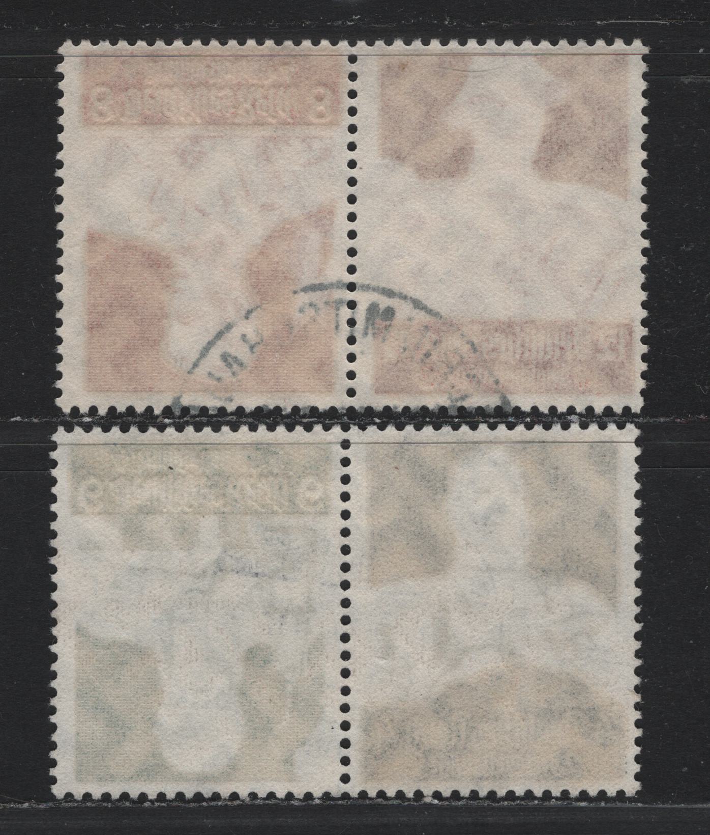 Lot 117 Germany SC#B60, B62-B64 4pf+2pf - 12pf+3pf Black - Henna Brown , 1934 Semi Postal Issue, 2 Fine/Very Fine Used Tete-Beche Booklet Pairs