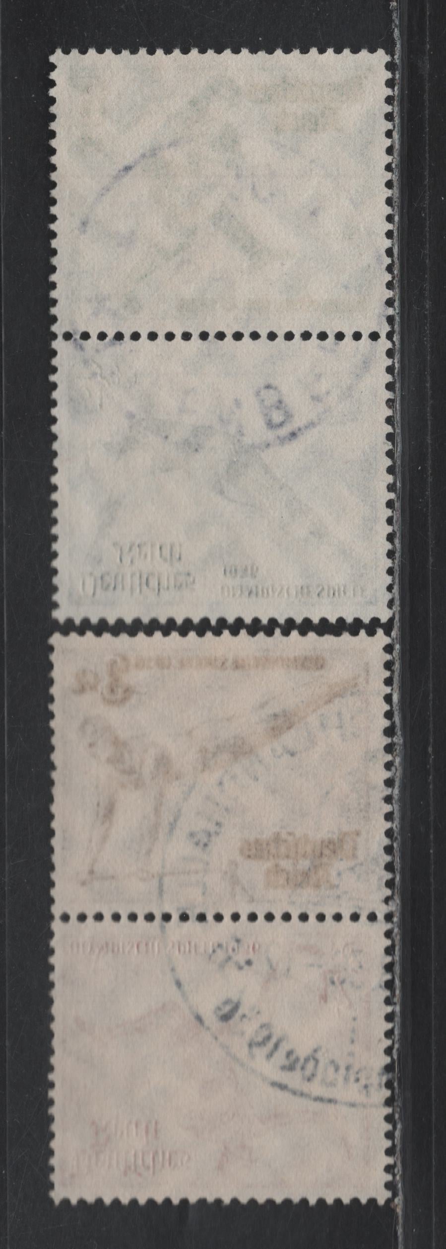 Lot 127 Germany SC#B82-B84, B86 (SK27-SK28) 3pf+2pf - 12pf+6pf Brown - Carmine , 1936 Berlin Olympic Games Issue, 2 Very Fine Used Vertical Tete-Beche Booklet Pairs