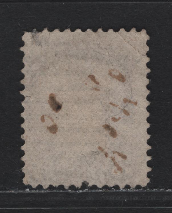Lot 14 Canada #37 3c Black - Orange Red Queen Victoria, 1870-1893 Small Queen Issue, A Fair Used Single, Fully Oxidized Late Montreal Printing, Perf 12.2x12.25, Paper LM-O.