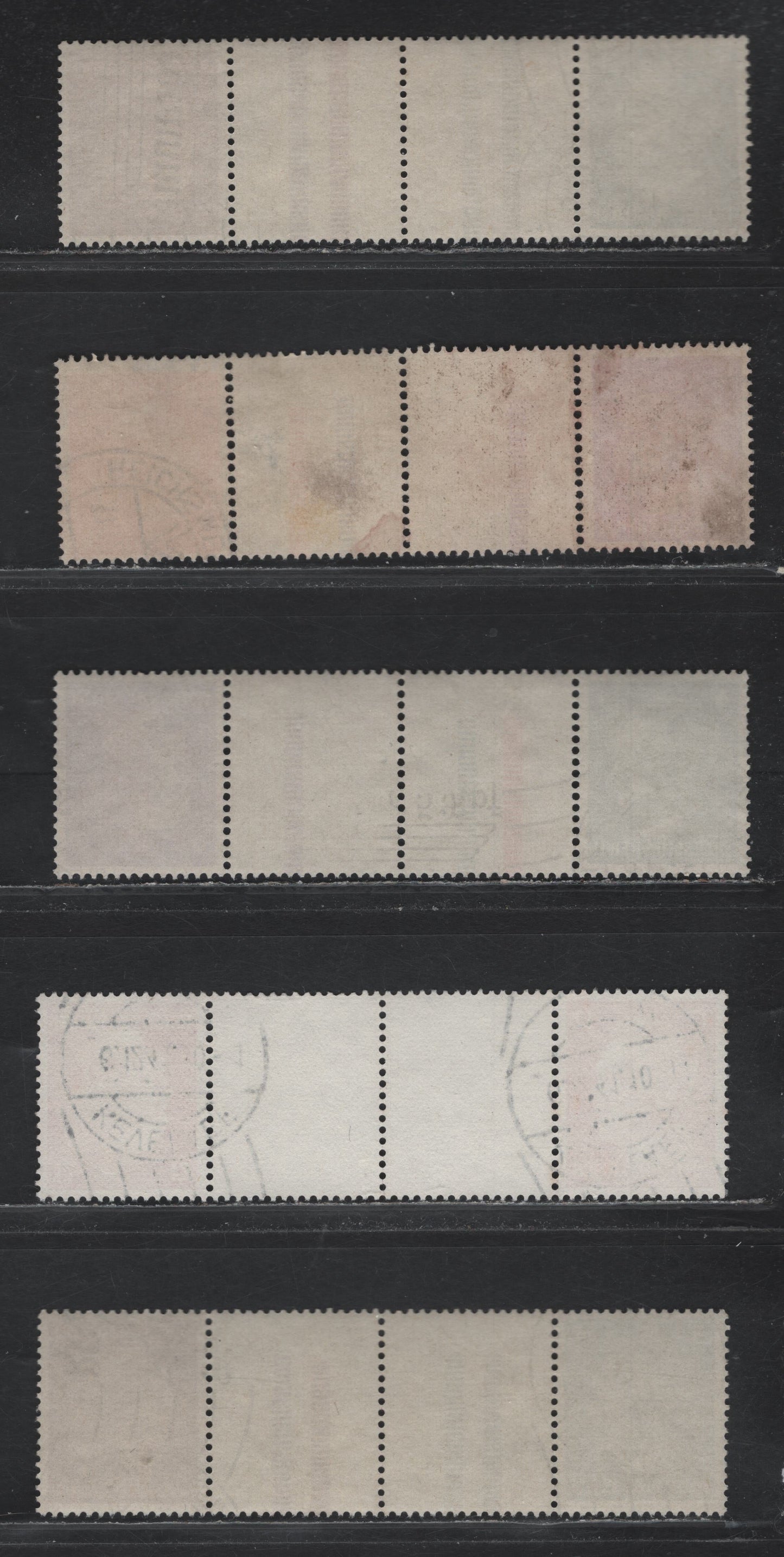 Lot 152 Germany SC#506/513 (KZ37-41) 1pf - 12pf Gray Black - Carmine , 1941-1944 Hitler Heads Issue, 5 Fine/Very Fine Used Tete-Beche Booklet Cutter Pairs, Cancelled With Mostly 1941 Machine Cancels