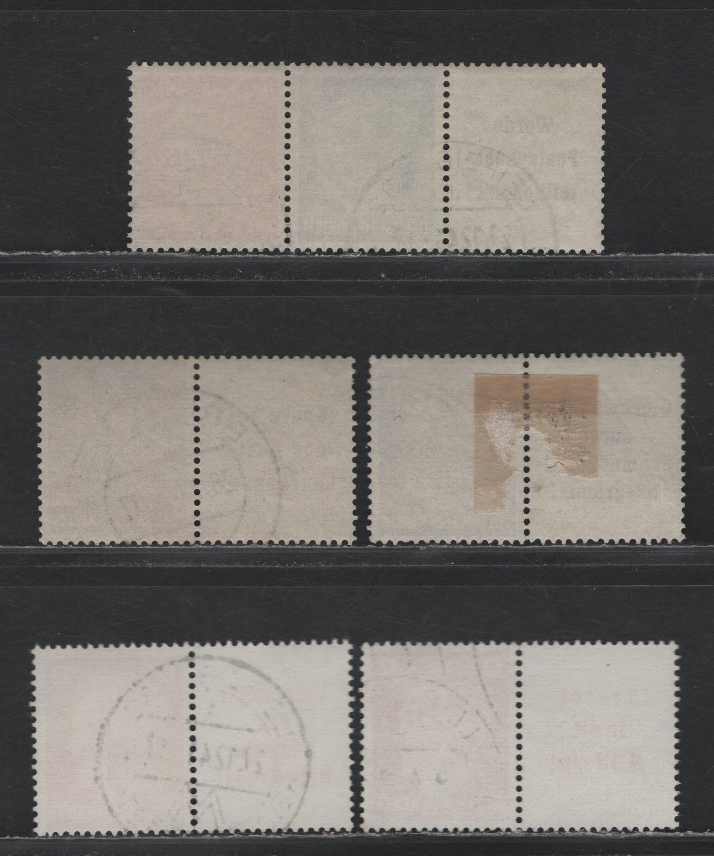 Lot 157 Germany SC#508/513 (W153-W157) 4pf - 12pf Slate - Bright Carmine , 1941-1944 Hitler Heads Issue, 5 Fine/Very Fine Used Horiz L-S Booklet Pairs & L-S-S Booklet Strip