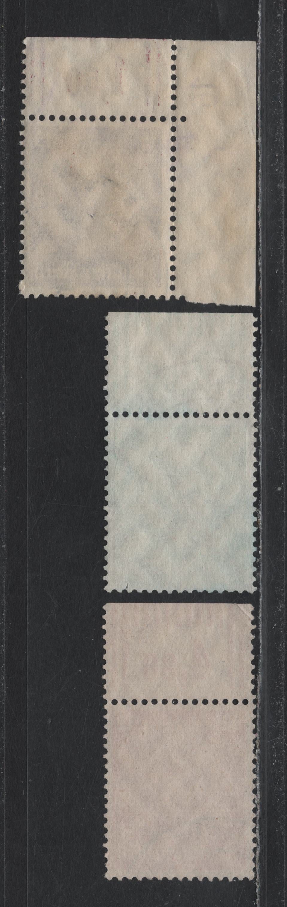 Lot 165 Germany SC#418, 422-423 5pf - 15pf Emerald - Maroon , 1933-1936 Hindenburg Issue, 3 Fine/Very Fine Used Top Sheet Margin Examples, Wmk Swastikas, Rotary Press Printing