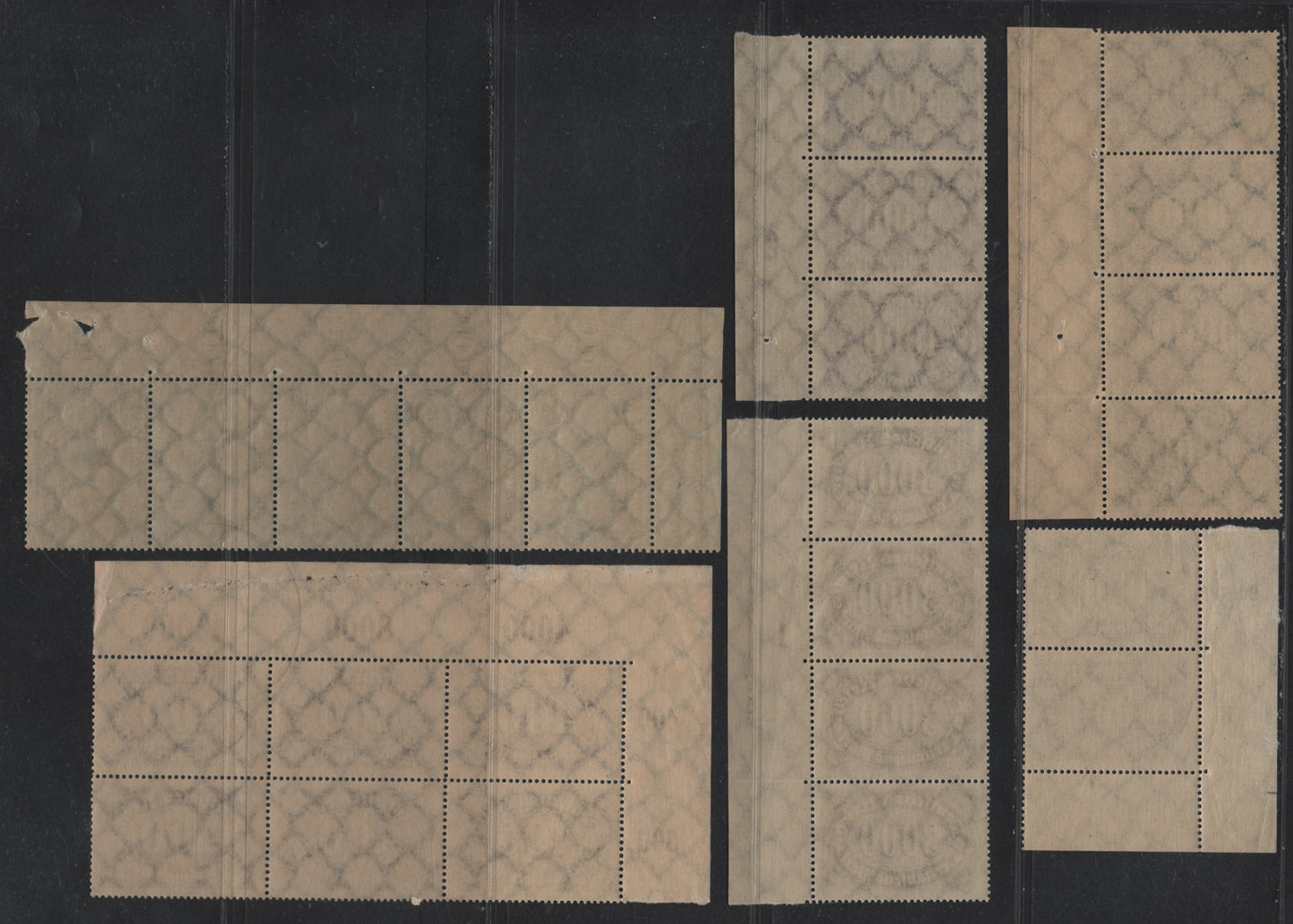 Lot 167 Germany SC#202, 204, 206-207, 237 400m - 5000m Bistre - Deep Blue , 1922-1923 Numeral - Castles Issue, 6 VFNH Blocks & Strips, Counters & Guide Crosses
