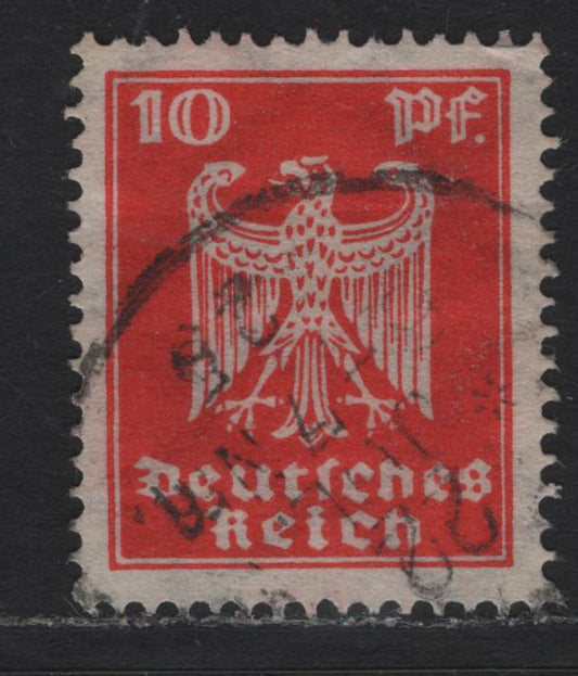 Lot 182 Germany SC#332 (357y) 10pf Vermillion - Olive Green , 1924 German Eagle Issue, A Very Fine Used Single