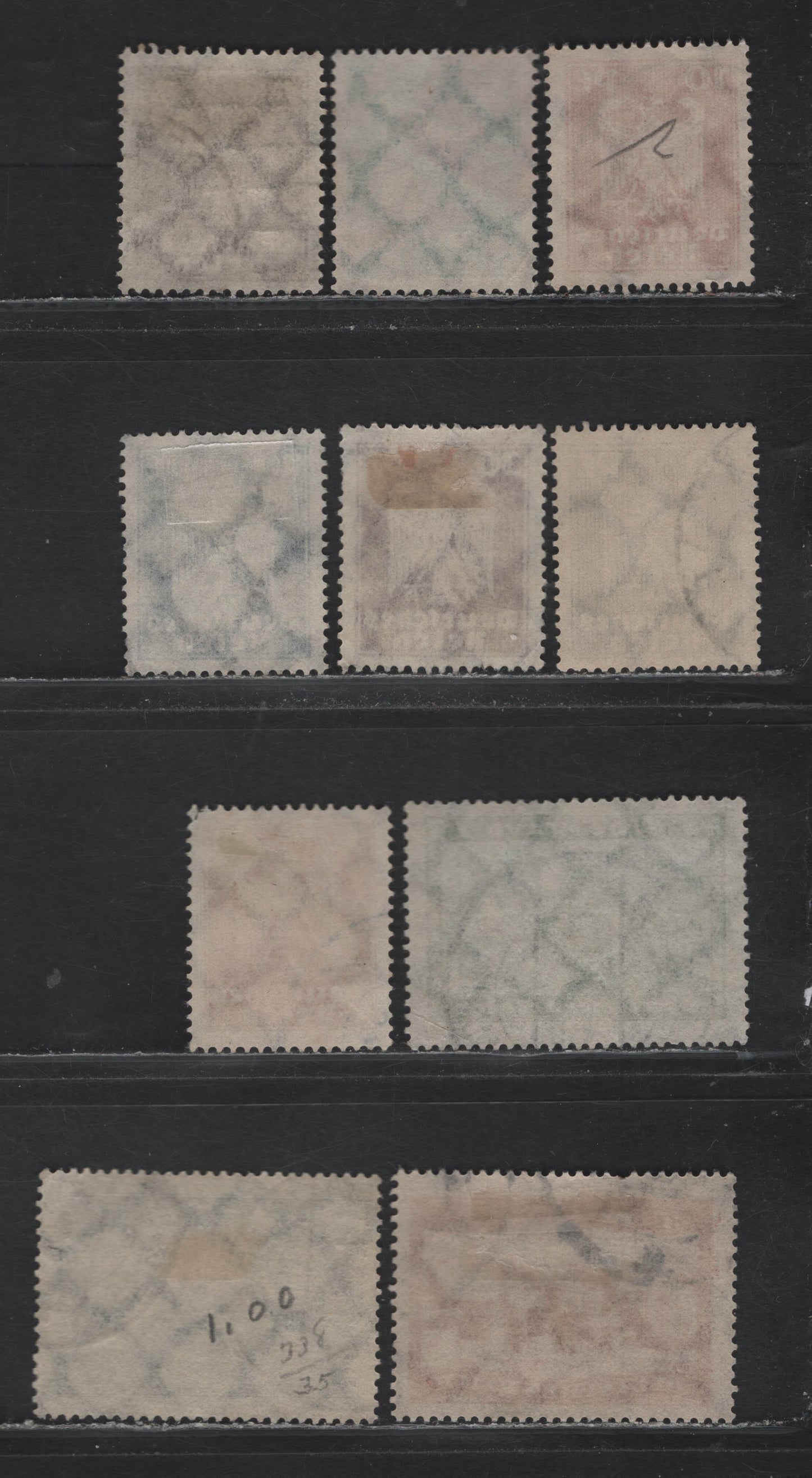 Lot 186 Germany SC#330-339 (355xa-361x, 364x-366x) 3pf - 3m Lively Ochre Brown - Claret , 1924 German Eagle & Castle Definitives, 10 Fine/Very Fine Used Singles