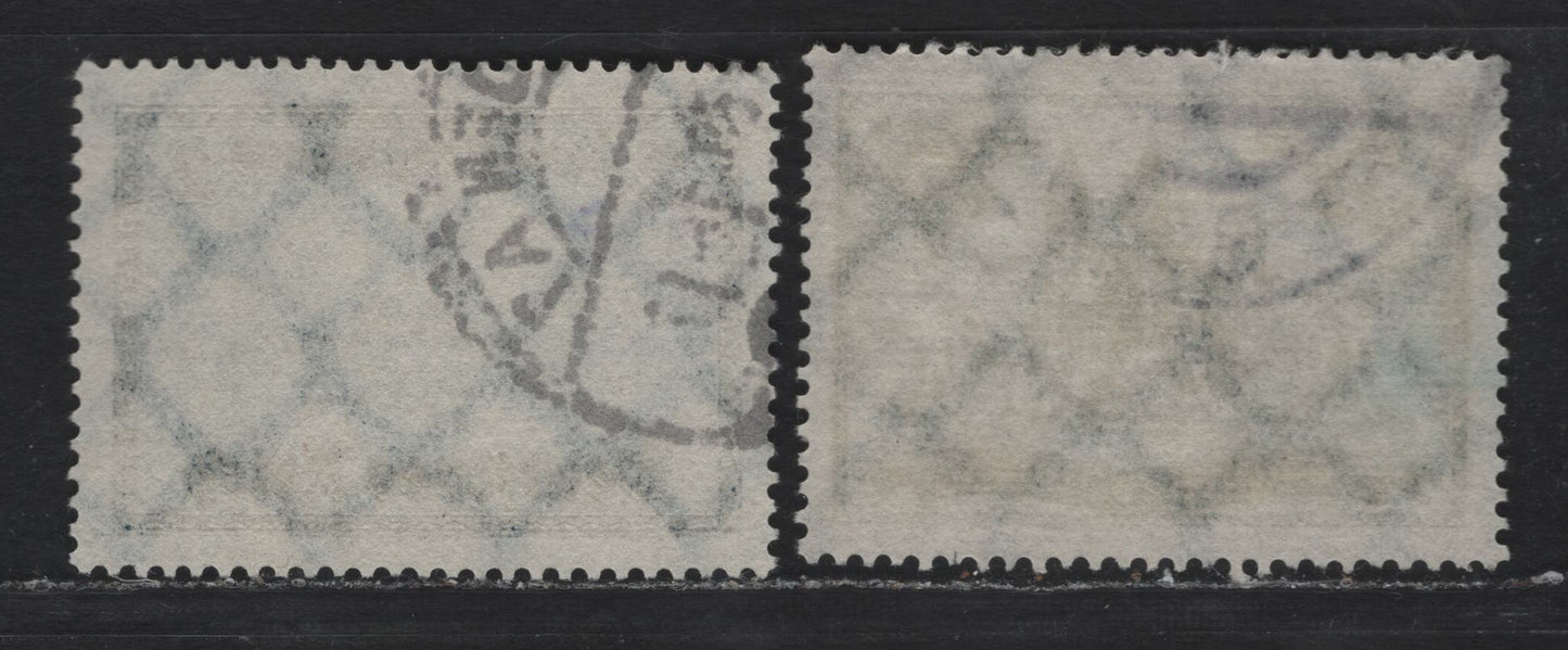 Lot 195 Germany SC#350, 387 (367x, 440) 5m - 2m Dull Green - Blue , 1925-1930 Castles Issue, 2 Very Fine Used Singles, Reichsmark Inscription On 2m
