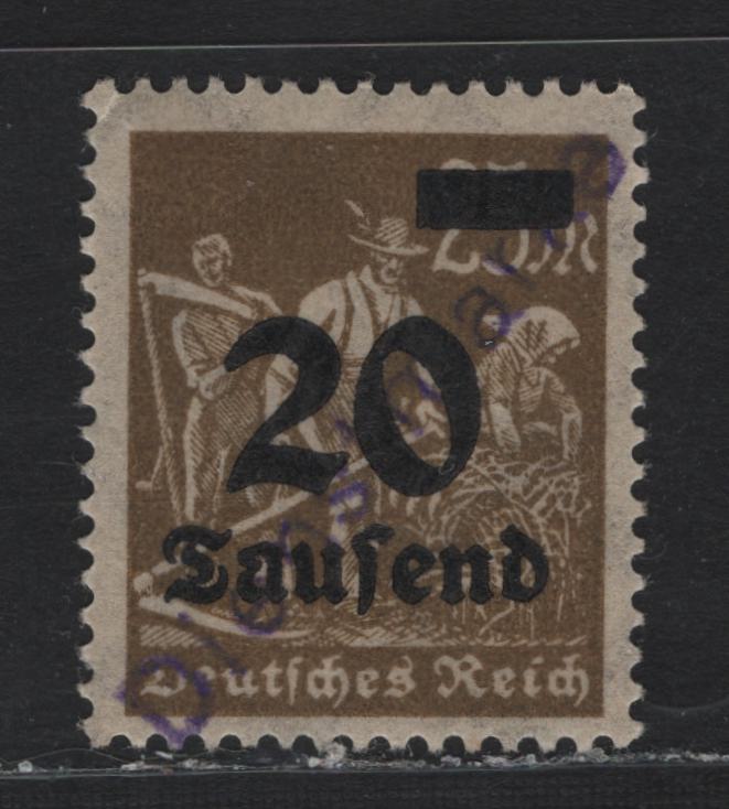 Lot 210 Germany Michel#11 20th on 25m Olive Brown , 1923 Official Overprinted Issue, A VFOG Single, Violet Dienstmarke Overprint (Doberan Type 2), Mecklenburg-Notausgaben Overprint, Unpriced In Michel.