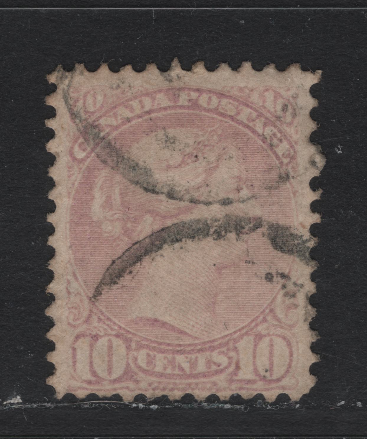 Lot 26 Canada #40e 10c Pale Milky Rose Lilac Queen Victoria, 1870-1893 Small Queen Issue, A Very Good Used Single, MM-G Paper, Perf 11.6x12