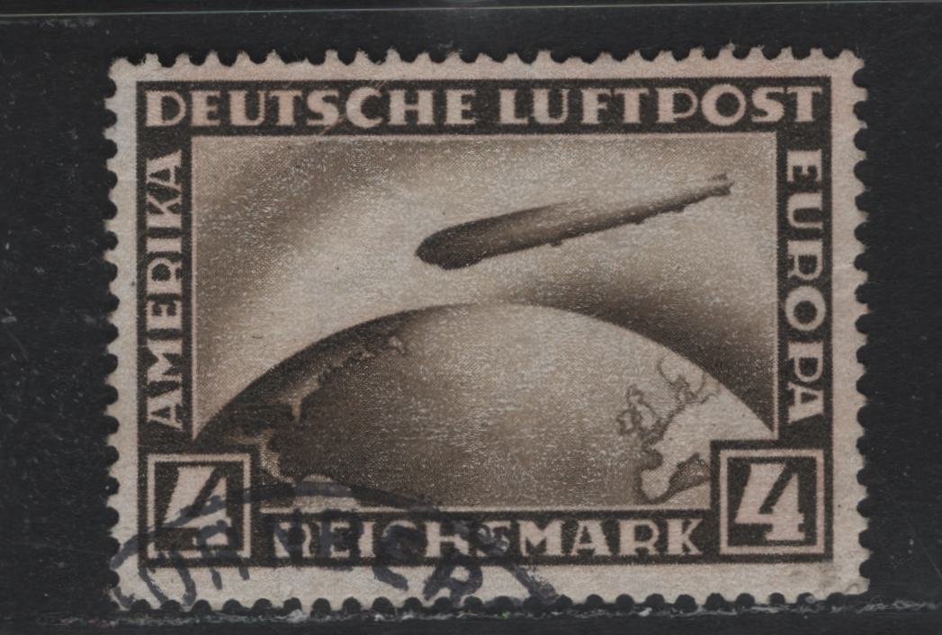 Lot 262 Germany SC#C37 (424) 4m Black Brown , 1928-1931 Graf Zeppelin Airmail Issue, A Very Fine Used Single