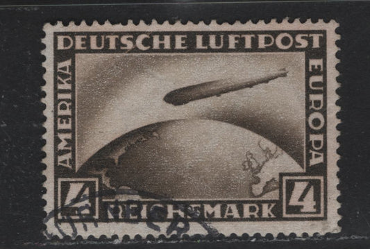 Lot 262 Germany SC#C37 (424) 4m Black Brown , 1928-1931 Graf Zeppelin Airmail Issue, A Very Fine Used Single