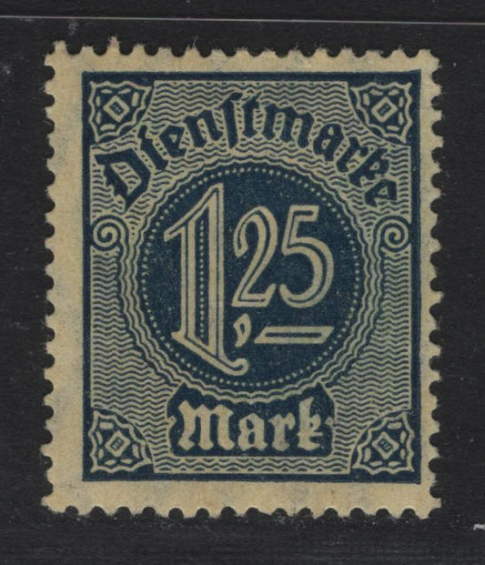 Lot 291 Germany SC#O11 (31x) 1.25m Dark Blue on Yellow , 1922-1923 Numeral & German Eagle Official Issue, FOG Singles, Peacetime Printing