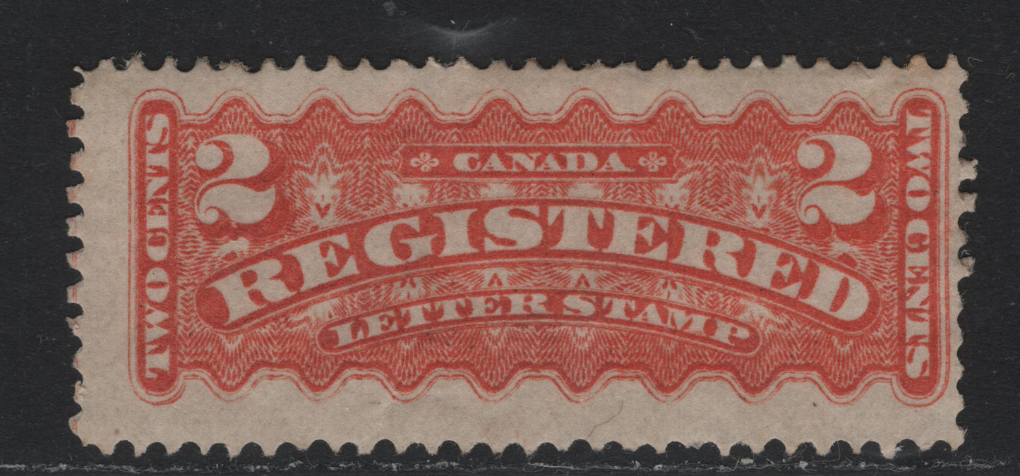 Lot 42A Canada #F1d 2c Orange , 1875-1896 Registration Issue, A VGOG Single, Montreal Printing, Perf 12x11.75, Small Gum Crease In Bottom Margin Under 'ET' of 'Letter'.