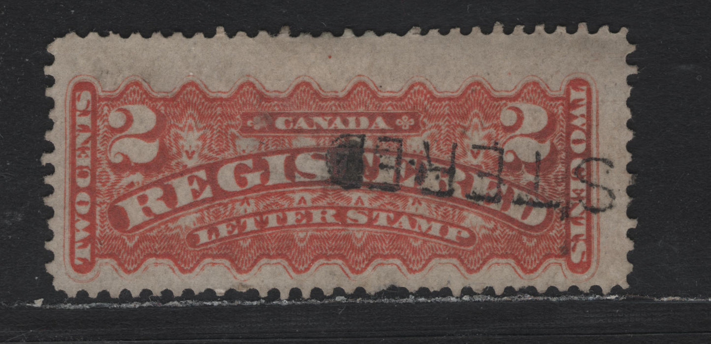 Lot 44 Canada #F1d 2c Orange Red , 1875-1896 Registration Issue, A Very Good Used Single, Montreal Printing, Stout Vertical Wove Paper With Coarse Mesh, Perf 12x11.75.