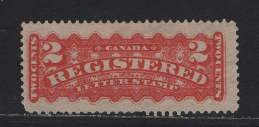 Lot 45 Canada #F1a 2c Vermillion , 1875-1896 Registration Issue, A FOG Single, Late Montreal Printing, Stout Horizontal Wove Paper, Perf 12.