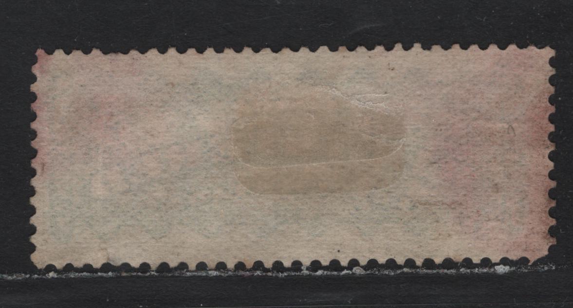 Lot 47 Canada #F2a 5c Blue Green , 1875-1896 Registration Issue, A Fine Used Single, Montreal Gazette Printing, Perf 12.1x12, Stout Horizontal Mesh Paper.