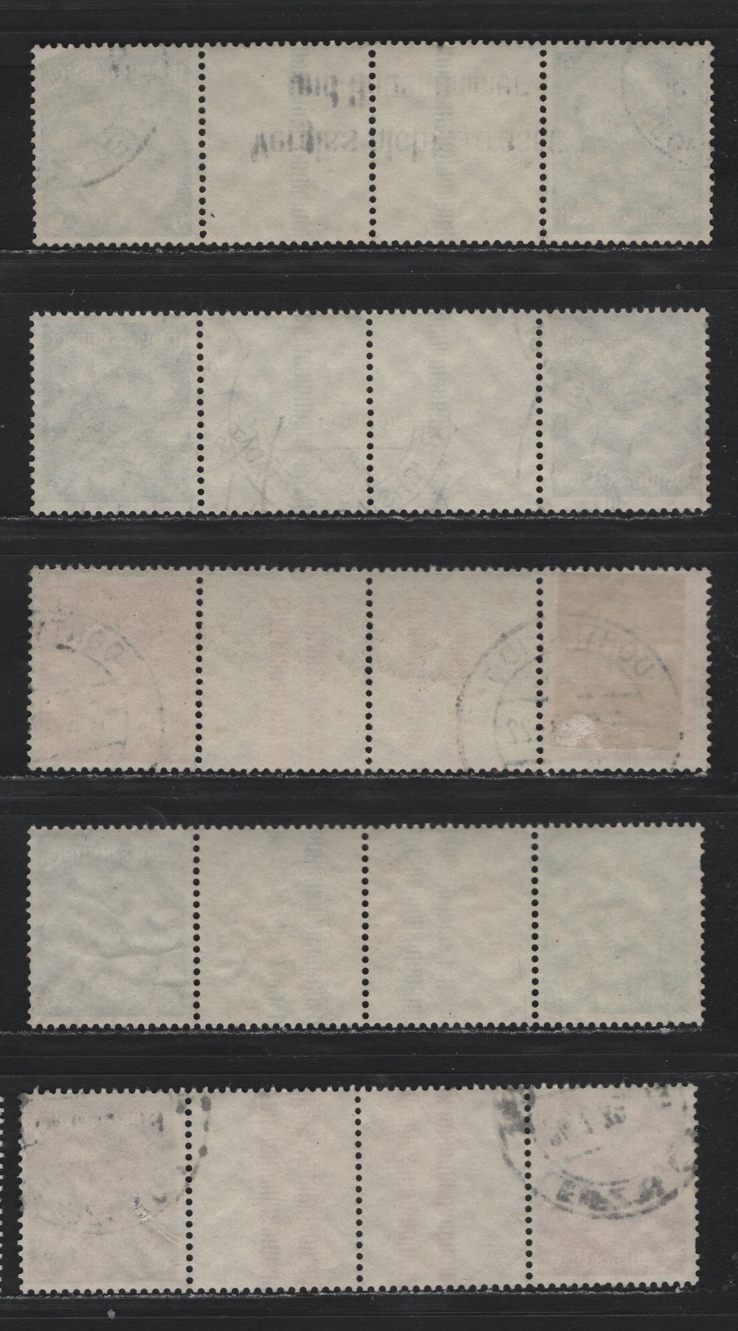 Lot 81 Germany SC#416, 418-420, 422 (Kz22.3, 22.4, KZ31-33) 3pf - 12pf Brown - Carmine, 1933-1936 Hindenberg Issue, 5 Fine/Very Fine Used Tete-Beche Booklet Gutter Pairs, Two 6pf Pairs Having Different Spacings Between Vertical Bars (15mm & 16mm)