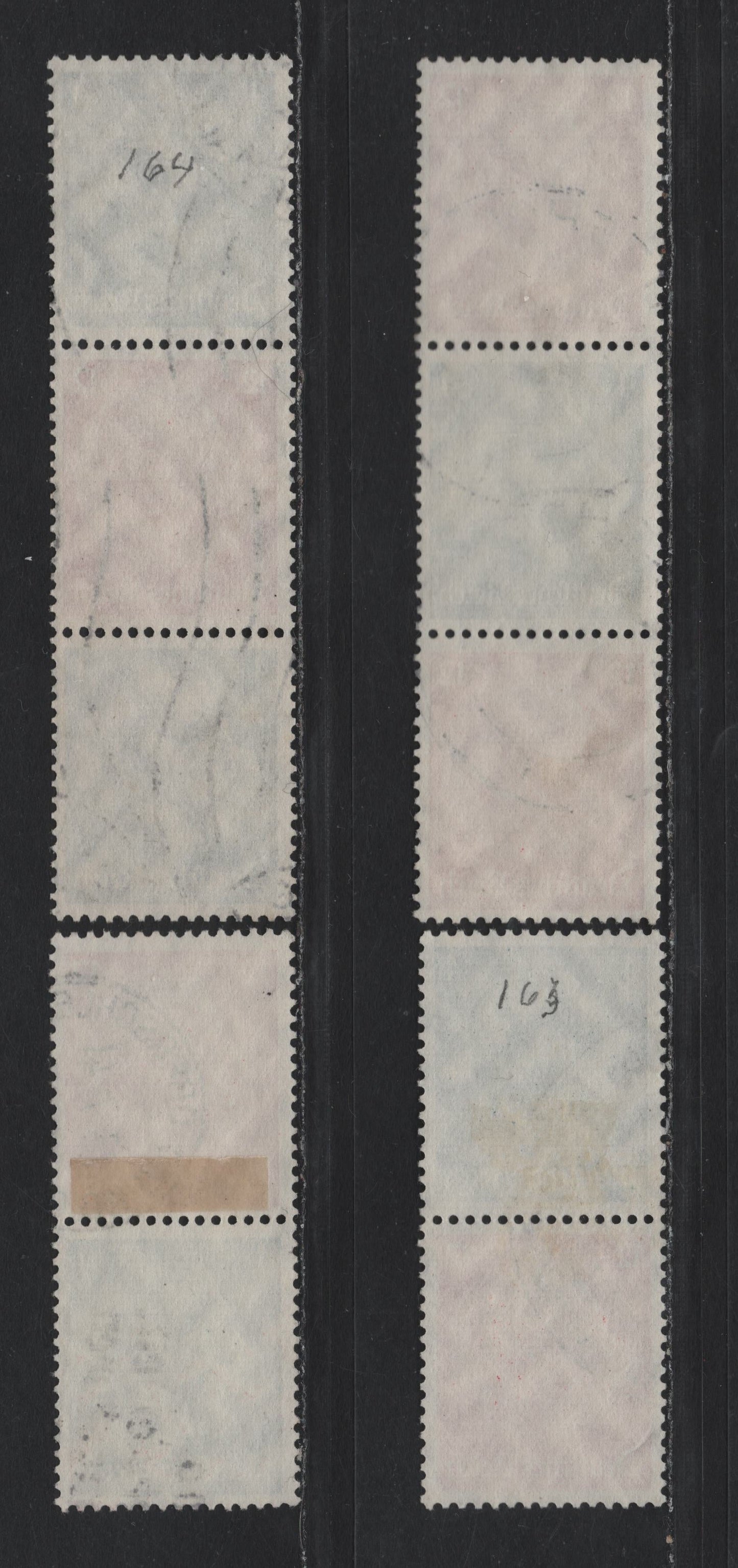 Lot 88 Germany SC#417, 422 (S163-S166) 4pf - 12pf Gray Blue - Deep Carmine , 1933-1936 Hindenberg Issue, 4 Fine/Very Fine Used Vertical Booklet Pairs & Strips Of 3, Representing All Configurations Of These Stamps
