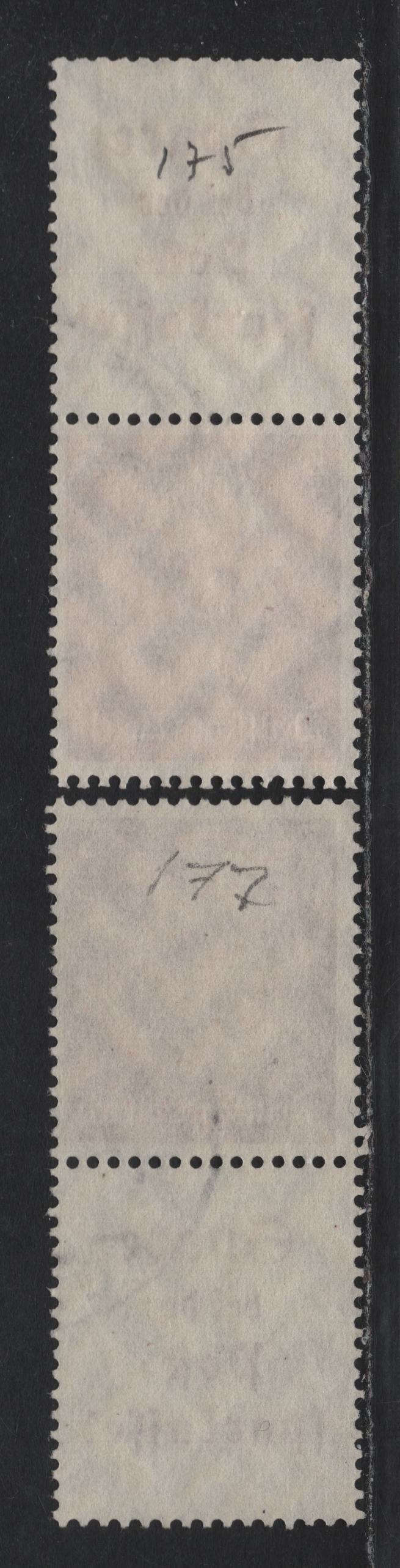 Lot 94 Germany SC#416 (S175, S177) 3pf Brown , 1933-1936 Hindenberg Issue, 2 Fine/Very Fine Used Vertical Stamp-Label & Label-Stamp Pair