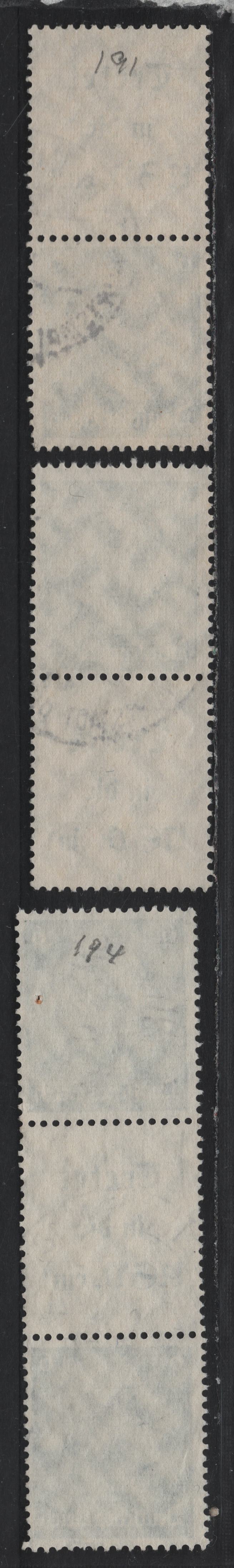 Lot 95 Germany SC#414 (S191, S193-S194) 6pf Dark Green , 1933-1936 Hindenberg Issue, 3 Fine/Very Fine Used Vertical Label-Stamp & Stamp-Label Booklet Pairs & Stamp-Label-Stamp Booklet Strip of 3