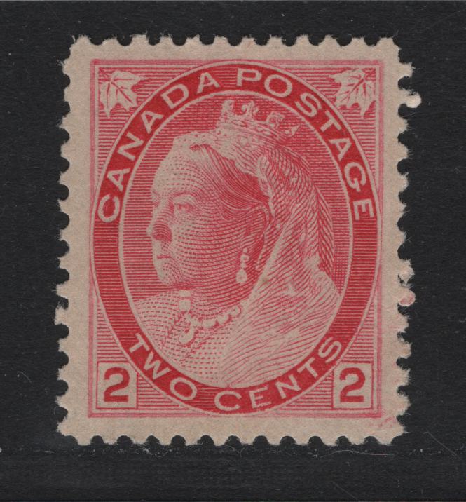 Lot 105 Canada #77 2c Carmine Rose Queen Victoria, 1898-1902 Numeral Issue, A VFOG Single, ABN-Y Paper, Perf 12x11.9, Die 1.