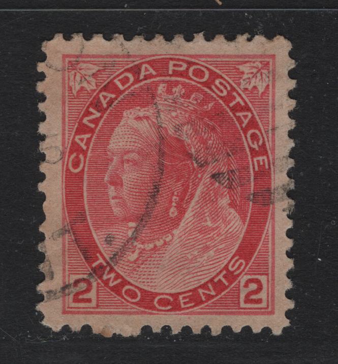 Lot 106 Canada #77var 2c Carmine Rose Queen Victoria, 1898-1902 Numeral Issue, A Very Fine Used Single, ABN-FF (Thick Paper), Unlisted In Unitrade, Perf 11.8x12.