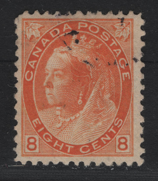 Lot 121 Canada #82 8c Orange Queen Victoria, 1898-1902 Numeral Issue, A Very Fine Used Single, ABN-Y Paper, Perf 12x11.9