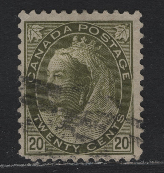 Lot 126 Canada #84 20c Olive Green Queen Victoria, 1898-1902 Numeral Issue, A Very Good Used Single, ABN-WWWW Paper, Perf 11.9x12