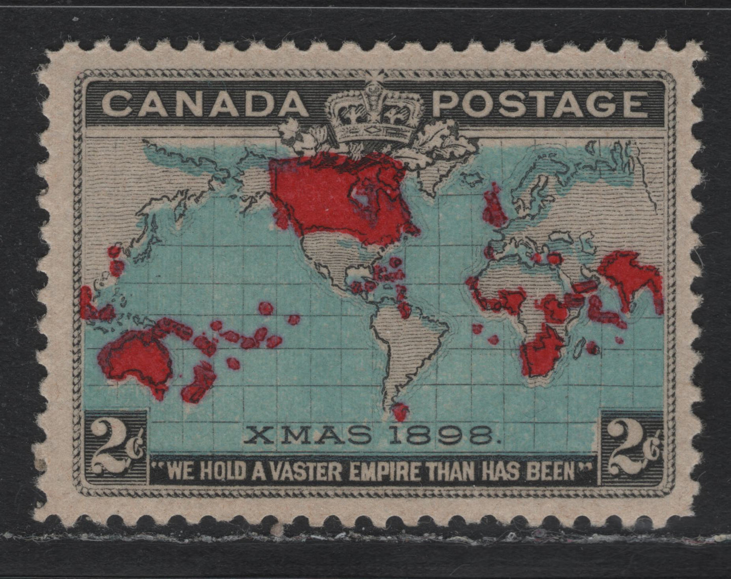 Lot 136 Canada #86b 2c Black, Light Prussian Blue & Aniline Red Mercator's Projection, 1898 Imperial Penny Postage Issue, A VFNH Single, ABN-X Paper, Perf 12