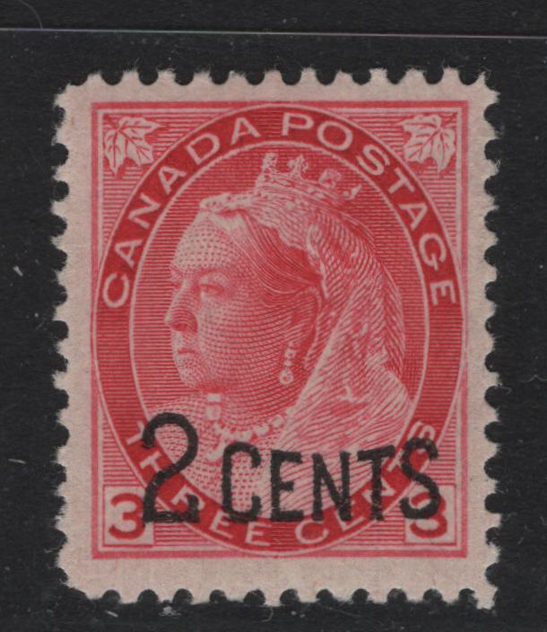 Lot 143 Canada #88 2c on 3c Rosine Queen Victoria, 1899 Provisional Issue, A VFOG Single, ABN-A Paper, Perf 11.9x12