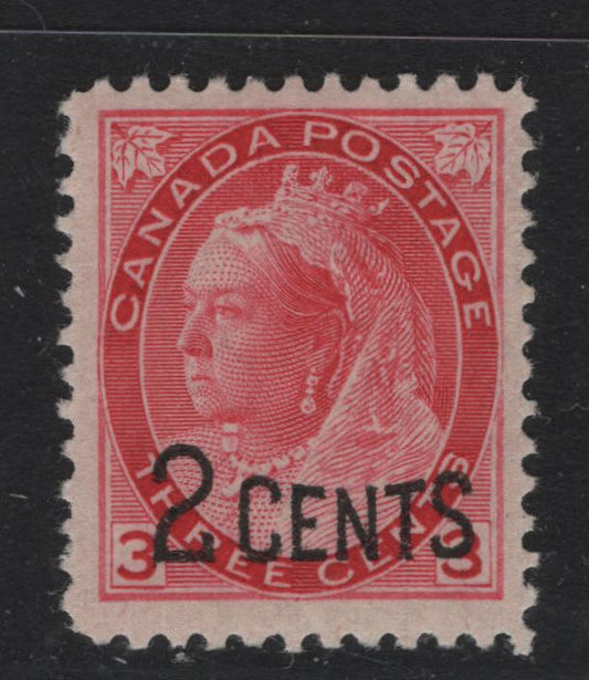 Lot 143 Canada #88 2c on 3c Rosine Queen Victoria, 1899 Provisional Issue, A VFOG Single, ABN-A Paper, Perf 11.9x12